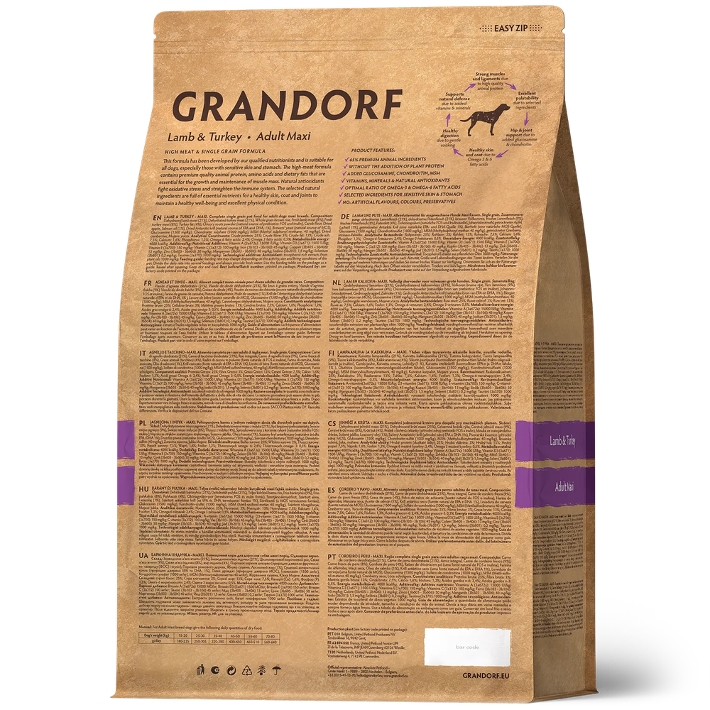 GRANDORF Ягнёнок с индейкой Для крупных пород