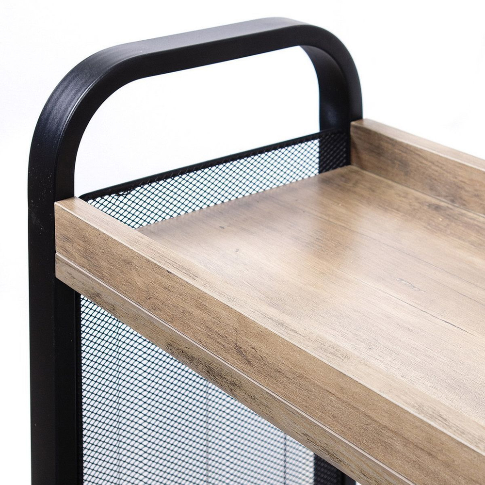 Полка универс, ДСП+сталь, 3 секц, 66х26х85 см, на колесах, Vasagle, Лофт, LRC066B02