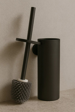 Ершик для унитаза STWORKI Стокгольм S36390BK настенный, черный, с подставкой и держателем