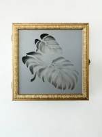 Полка квадратная "Монстера" в багетной раме с дверкой