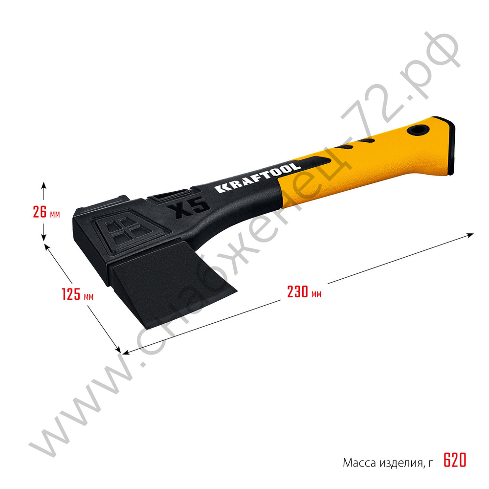 KRAFTOOL X5 440/620 г, в чехле, 230 мм, Универсальный топор (20660-05)