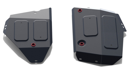 Защита топливного бака АвтоБроня для Jeep Compass II (V - 2.4 (150 л.с.)) 4WD 2017-н.в., штампованная, сталь 1.8 мм, 2 части, с крепежом, 111.02742.1