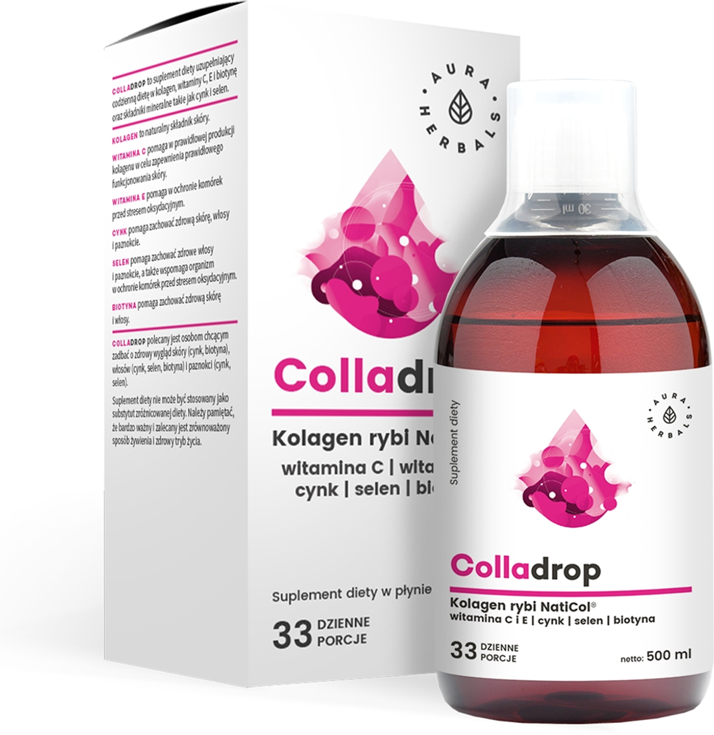 Aura Herbals Colladrop NatiCol + Vitamin C - Коллаген в жидкости для красивых волос, кожи и ногтей, 500 ml