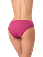 Хлопковые трусики-слипы с кружевной тесьмой по краю (Размер: S) (Цвет: бордовый)