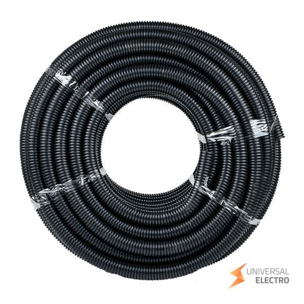 Труба гофр, негорючая безгалогеновая FRHF с протяжкой d32 мм (50 м) черная EKF-Plast