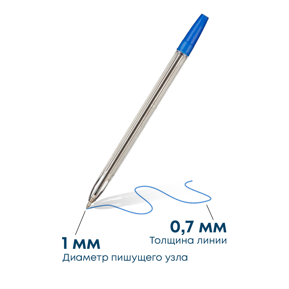 Набор шариковых ручек (4 цвета), сменный стержень, длина ручки 15,5 см, длина стержня 148 мм, толщина наконечника 1 мм, толщина линии 0,7 мм