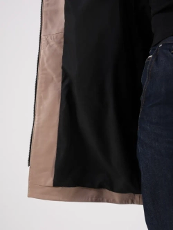 Кожаная куртка демисезонная с капюшоном длинная