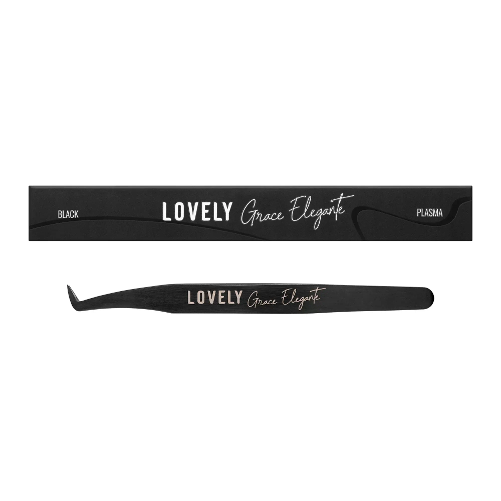 Пинцет для наращивания ресниц Lovely NanoFiber, серия Grace Elegante Black, тип Мини-сапожок