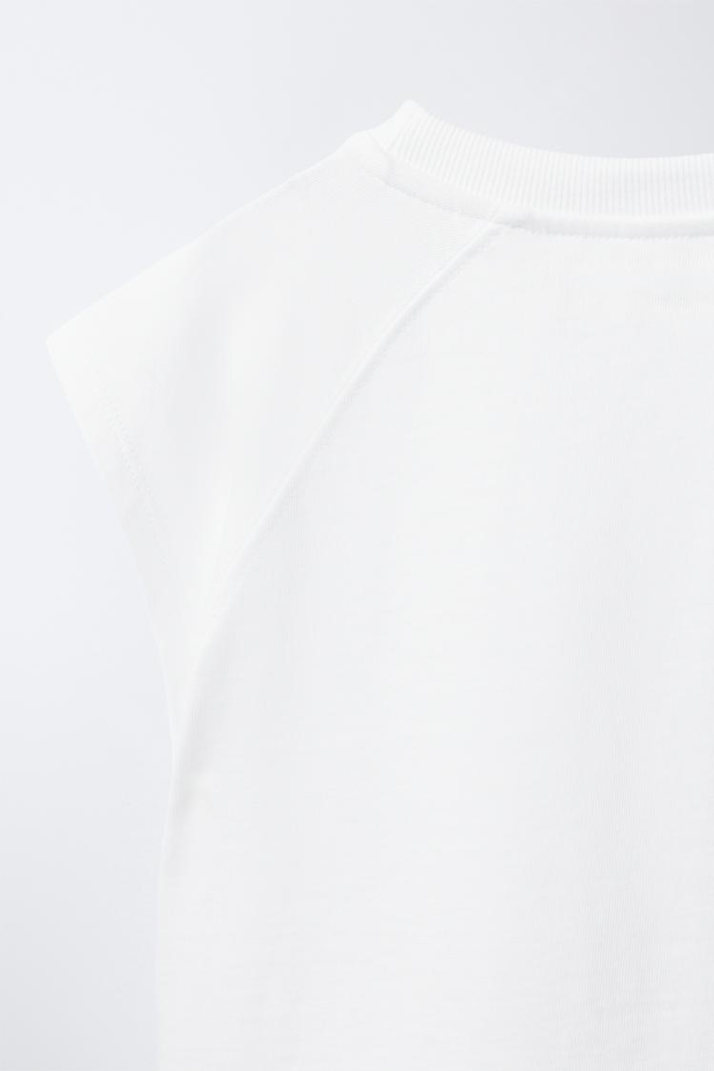 ZARA БАЗОВАЯ ФУТБОЛКА С РУКАВАМИ РЕГЛАН, БЕЛЫЙ