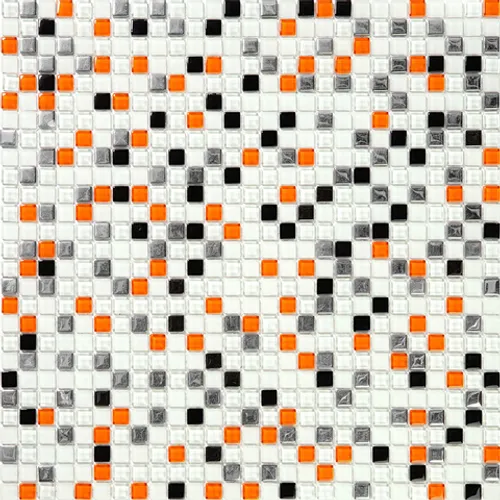 VHL-05 Beijing Мозаика из стекла чип 10 мм Vidromar Holidays оранжевый белый светлый квадрат