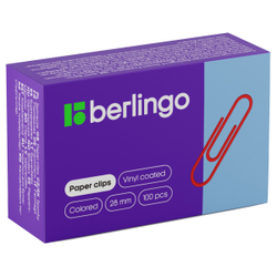 Скрепки 28мм, 100шт., цветные, карт. упаковка, Berlingo