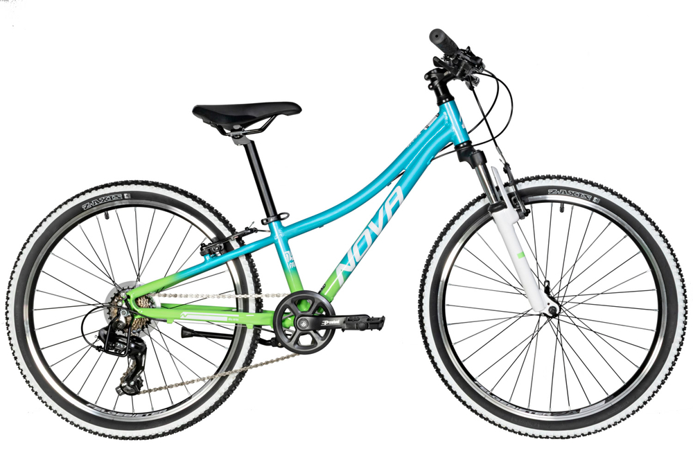 Велосипед 24" NOVATRACK KATRINA р.10" 7 ск. алюм., V-Brake, салатовый-голубой