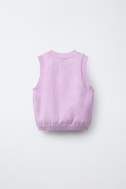 ZARA ТРИКОТАЖНЫЙ ТОП С ПАЙЕТКАМИ, ЦВЕТ МАЛЬВЫ
