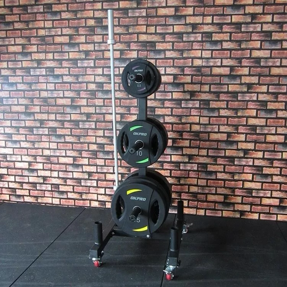 Стойка для олимпийских дисков и грифов мобильная