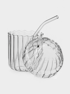 Стакан 450 мл, 9.8×19 см, с трубочкой, стекло, прозрачный