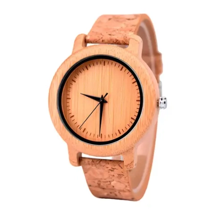 Часы наручные из натурального дерева кварцевые DODO DEER на кожаном ремешке, орех светлый W9210-01