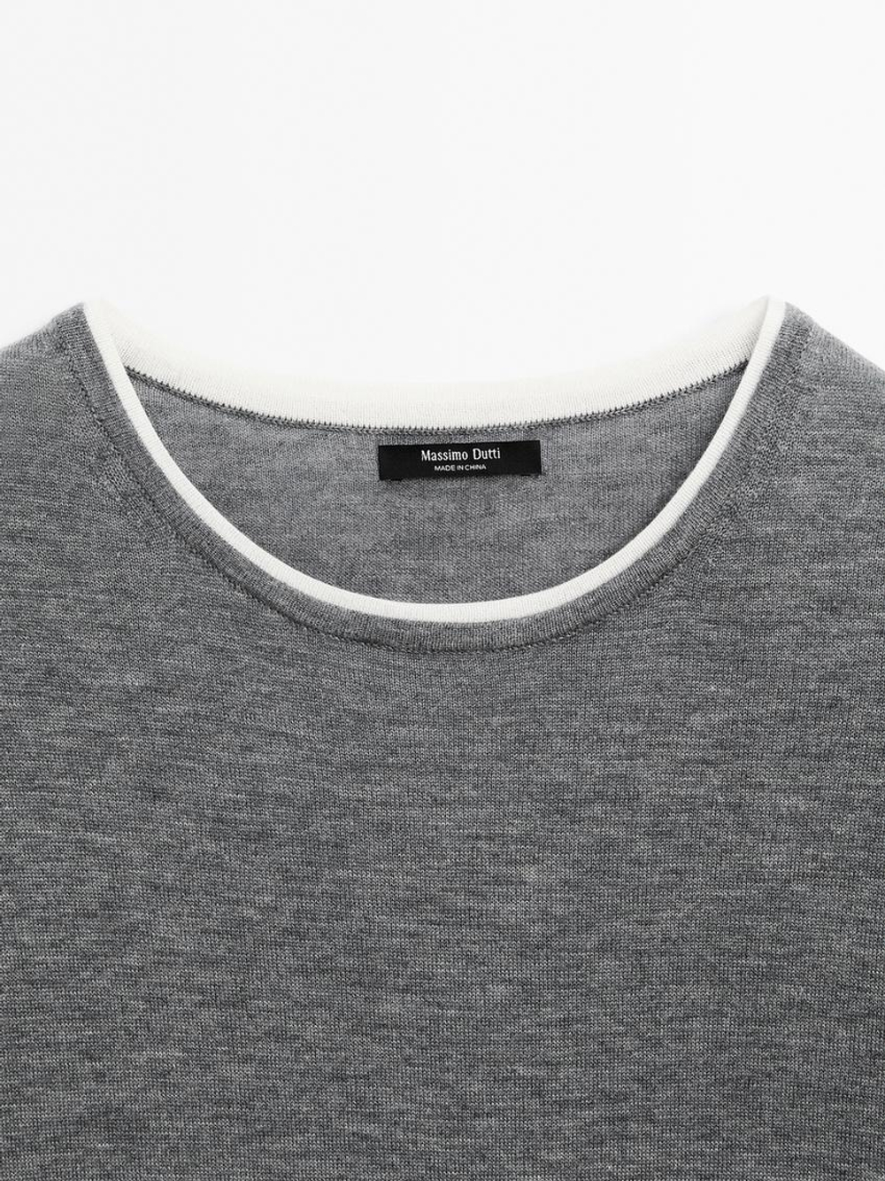 Massimo Dutti Трикотажная футболка с двухслойным эффектом, серый