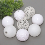 Новогодние шары 8 см (набор 24 шт) «Фактурный микс», белый