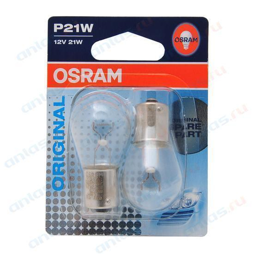 Лампа 12 В 21 Вт 1-контактная металлический цоколь блистер 2 шт. Osram