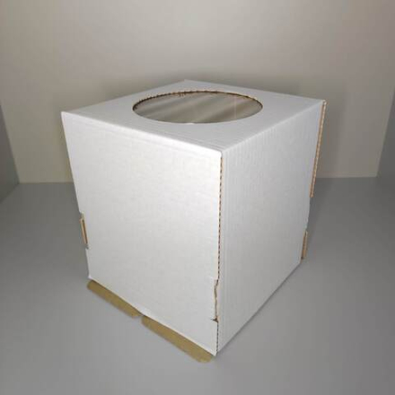 Коробка для торта с окном белая 22х22х25 см