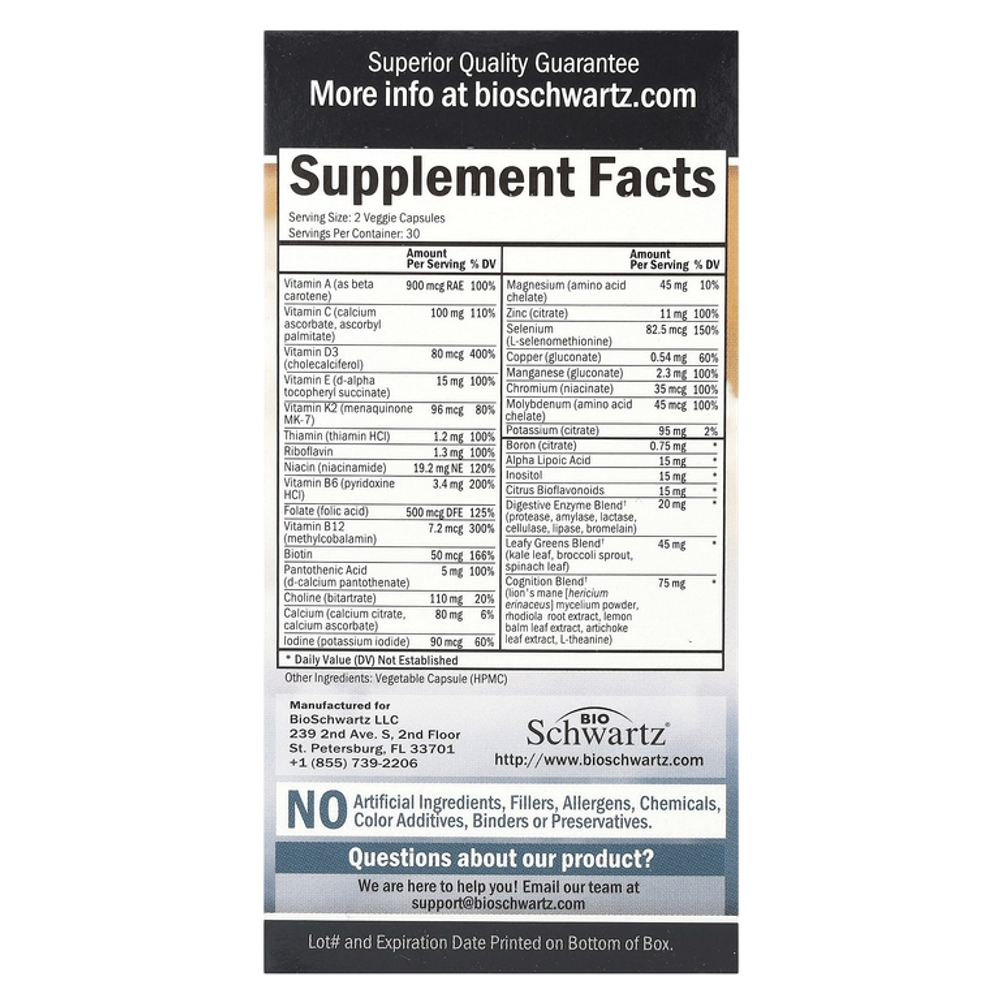 Bio Schwartz Men`s Multivitamin 60 veg caps , Мультивитамины для мужчин