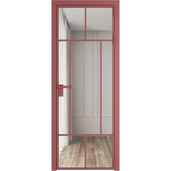 Алюминиевая дверь 10AG красный антрацит остеклённая