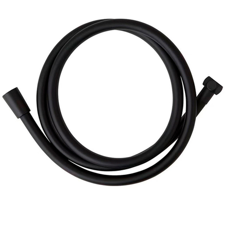 AQM1500B Шланг душевой, ПВХ 1500мм с латунной гайкой и защитой от скручивания, Черный