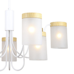 Люстра на штанге 9x40Вт E14, металл/стекло, белый/дерево, матовый плафон