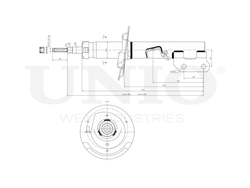 Амортизатор газовый передней подвески правый UNIO SAB-10374