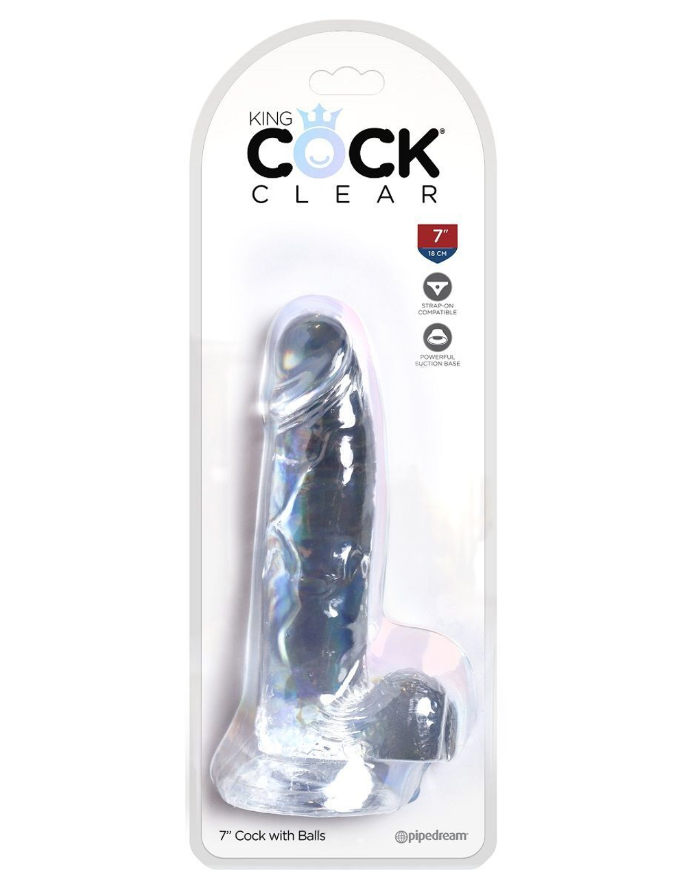 Прозрачный фаллоимитатор 7" Cock with Balls - 20,3 см.