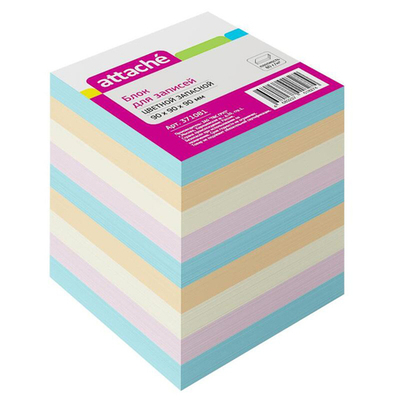 Блок для записей 90x90x90 мм разноцветный