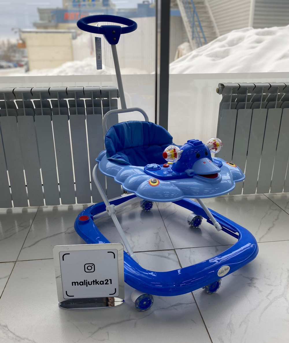 Ходунки SBL 5301 T1 (Teddy Bear), синий (силиконовые колеса)