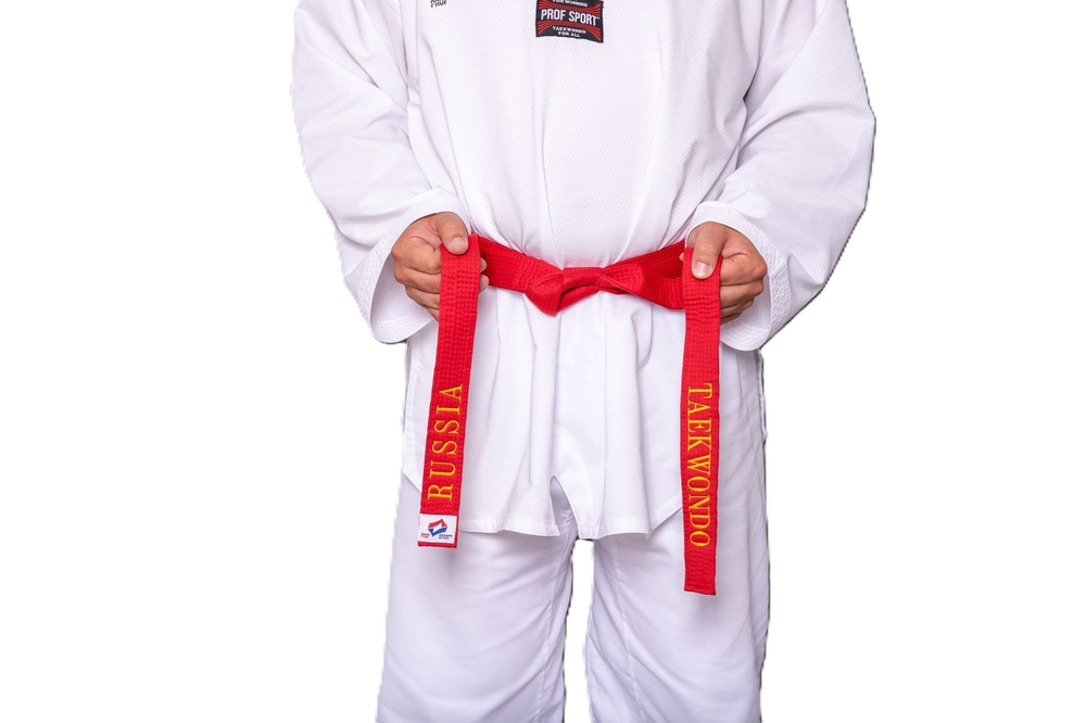 Пояс для тхэквондо ProfSport с вышивкой красный