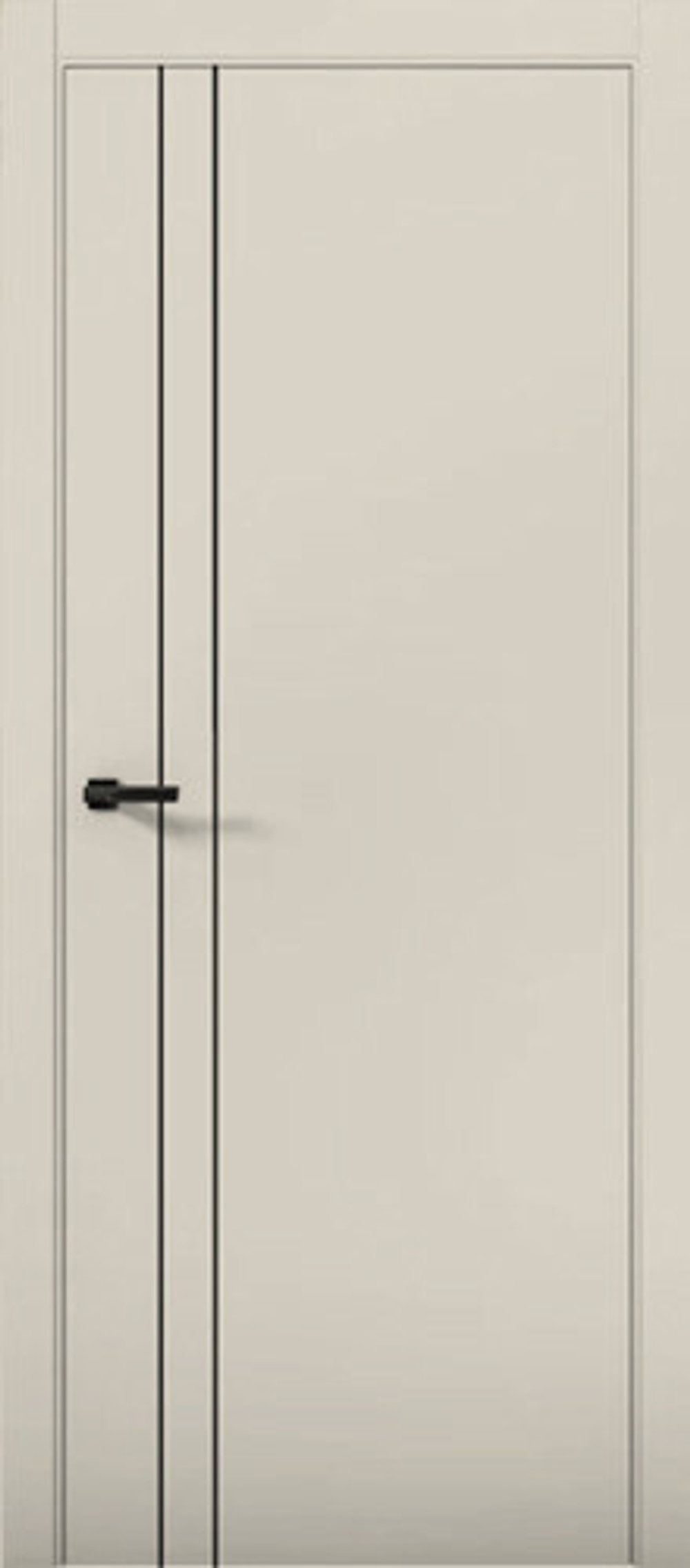 Межкомнатная дверь Turen Becker Fox 4 (черный молдинг, черная алюминиевая кромка, черный замок Apecs) Кварцит ПЭТ