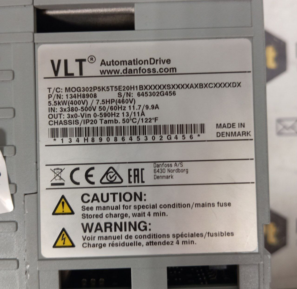 Danfoss MOG302P5K5T5E20H1 134h8908 FC-302P5K5T5E20H1 б/у