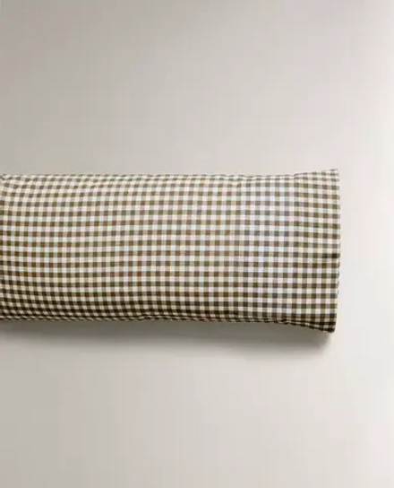 ZARA HOME НАВОЛОЧКА ИЗ ХЛОПКА В КЛЕТКУ, ТЕМНЫЙ ХАКИ