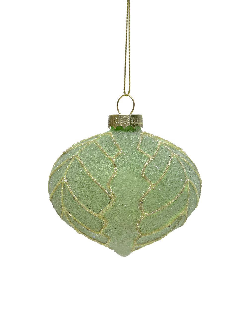 Набор елочных игрушек 8см 9шт ChristmasDeLuxe зеленый в инее с листьями