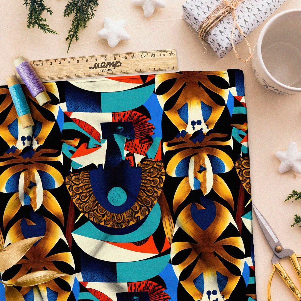 Ткань бифлекс  африканская маска
