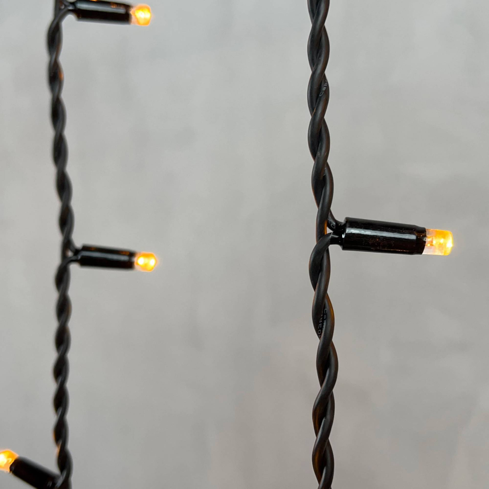 Светодиодная бахрома с колпачком 3,2*0,9 м., 168 желтых LED ламп, каучуковый черный провод, LTC (LL168-1-2Y)