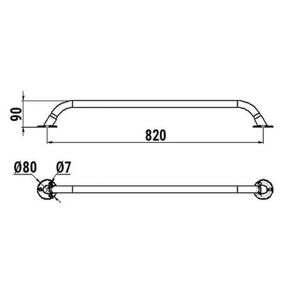 Поручень из нержавеющей стали, диаметр 25 мм, 800 мм