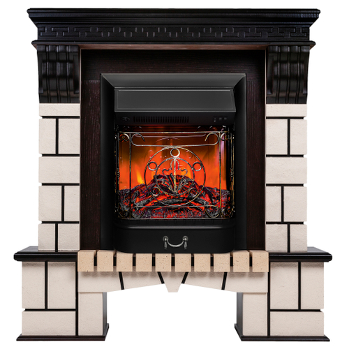 Каминокомплект Real Flame Stone AO-297 с очагом Majestic Lux Black (без пульта)