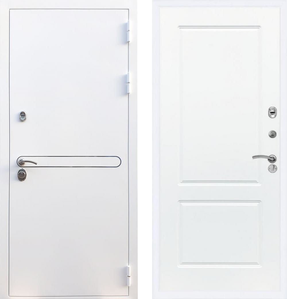 Входная дверь белая Рекс Лайн Вайт белая шагрень / ФЛ-117 Силк сноу (белый матовый, без текстуры) 16мм