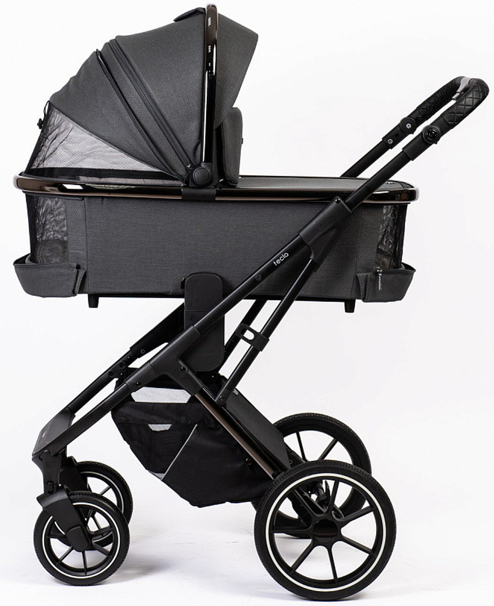 Детская коляска Peppy Tecla 3 в 1 с автокреслом Verona Black Shadow Antrazit Chrome Edition Графитовый