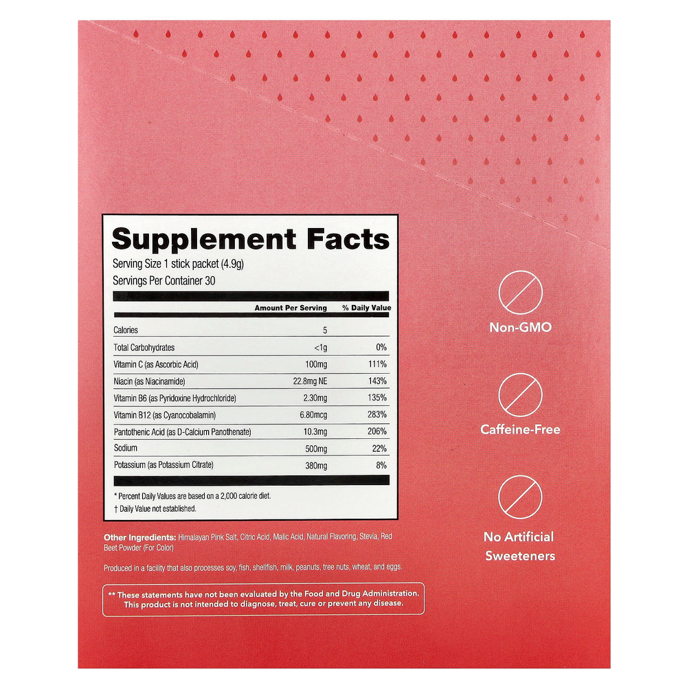 310 Nutrition, Hydrate, смесь для приготовления электролитов, клубника, 30 стиков по 4,9 г (0,17 унции)