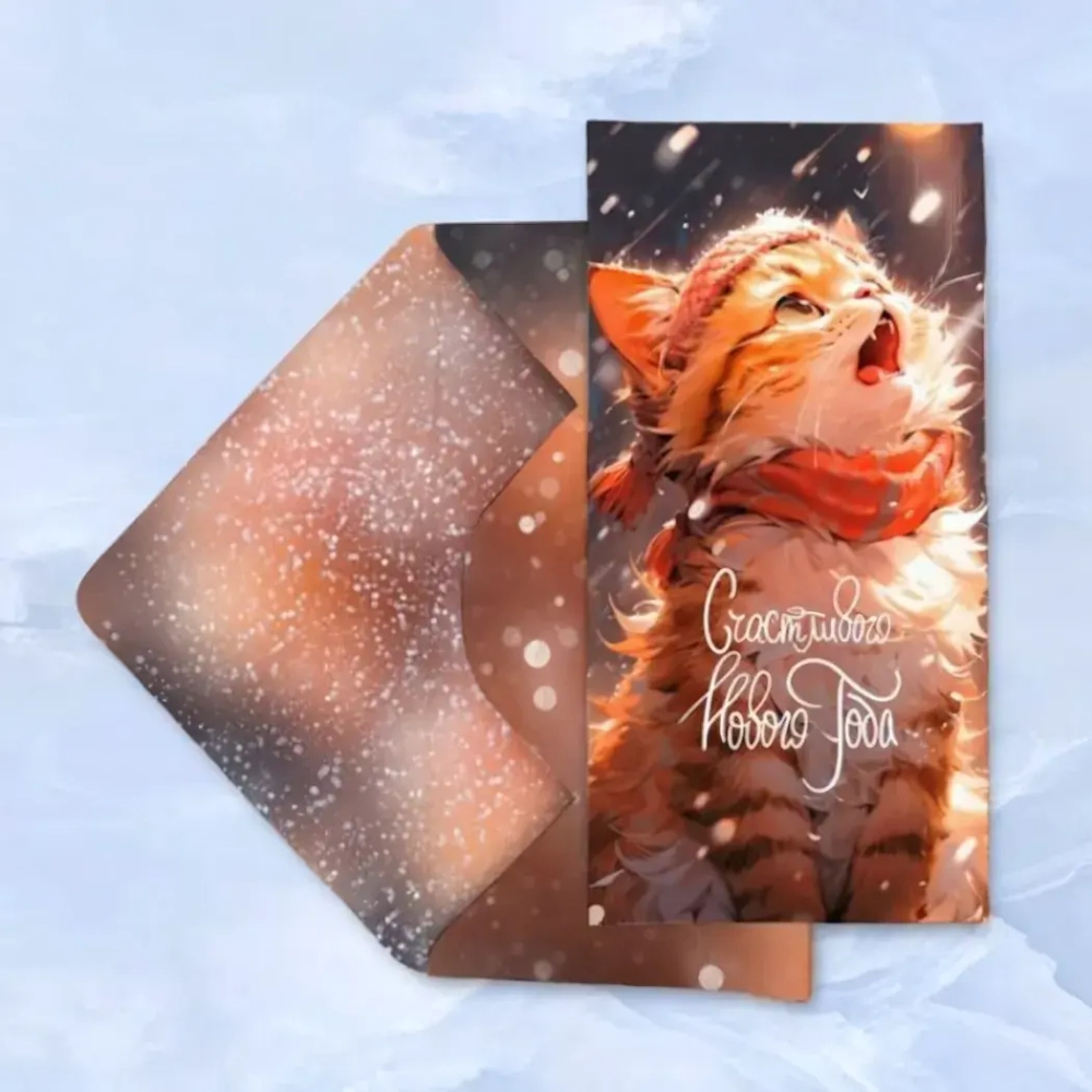 Конверт для денег «Счастливого Нового Года (котенок)»