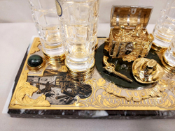 Подарочный набор стопок "Ковбой. За удачу!" на мраморе с чернением