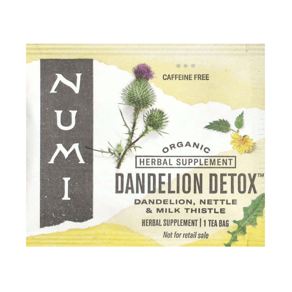 Numi Tea, органический одуванчик, очищающий, без кофеина, 16 чайных пакетиков без ГМО, 32 г (1,13 унции)