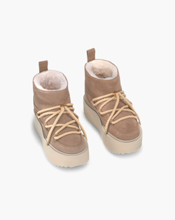 Замшевые полусапоги INUIKII 75204-004 Sneaker Classic Low Platform Beige на меху