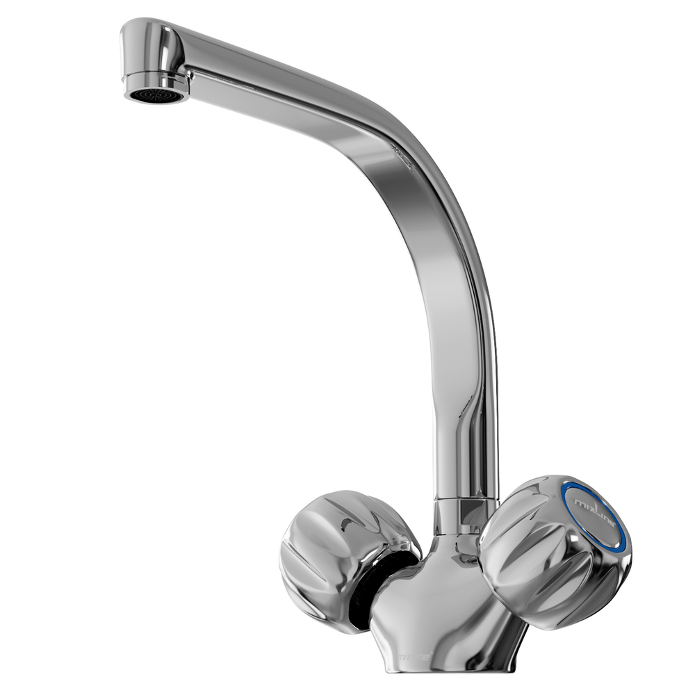 Смеситель для кухни 1/2 кер. MIXLINE ML02-031 высокий излив п/гайку (без подводки)