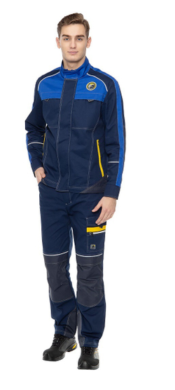 Костюм "СТАРТ" мужской (куртка и брюки), цвет: темно-синий с васильковым